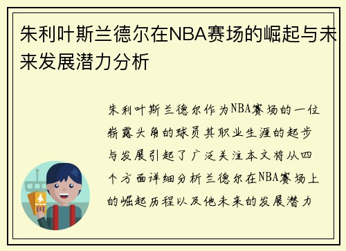 朱利叶斯兰德尔在NBA赛场的崛起与未来发展潜力分析